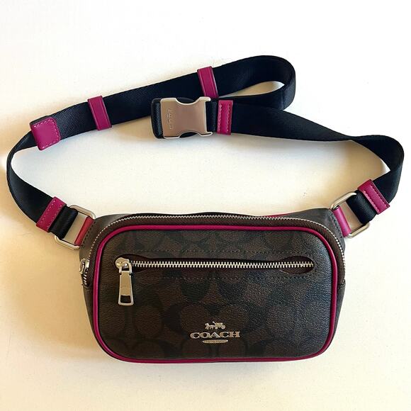 COACH Elias Belt Bag, Leather RARE COLORS- Brown & Pink - Picture 1 of 10